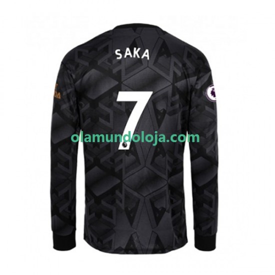 Camisola Arsenal Bukayo Saka 7 Homem Equipamento Segundo 2022-2023 Manga Comprida